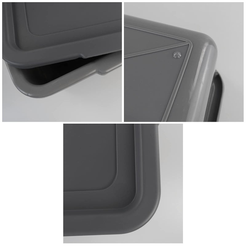 Nicesh 3-Pack 13 L Plastic Commercial Bus Tub, Gray Bus Box with Lid - Image 3